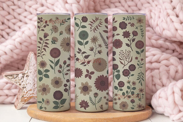 Vintage Floral 20oz Tumbler Wrap Sublimation DesignSVG 
