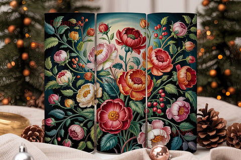 Vintage Floral 20oz Tumbler Wrap Sublimation DesignSVG 