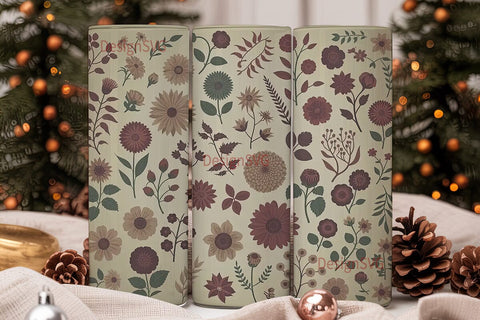 Vintage Floral 20oz Tumbler Wrap Sublimation DesignSVG 