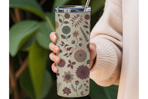 Vintage Floral 20oz Tumbler Wrap Sublimation DesignSVG 