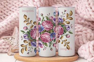 Vintage Floral 20oz Tumbler Wrap Sublimation DesignSVG 