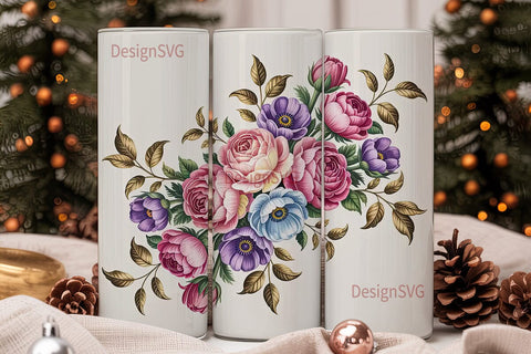Vintage Floral 20oz Tumbler Wrap Sublimation DesignSVG 