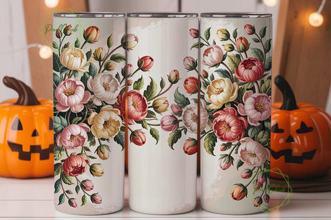 Vintage Floral 20oz Tumbler Wrap Sublimation PixelChick 