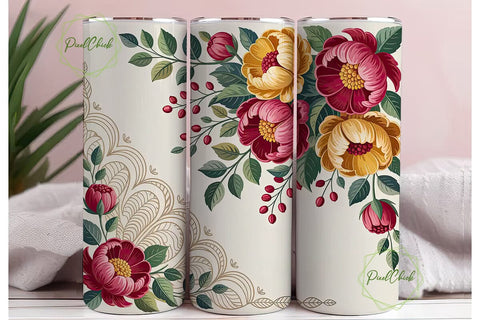Vintage Floral 20oz Tumbler Wrap Sublimation PixelChick 