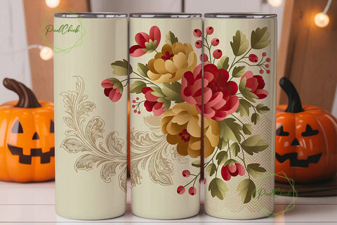 Vintage Floral 20oz Tumbler Wrap Sublimation PixelChick 