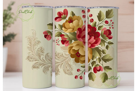 Vintage Floral 20oz Tumbler Wrap Sublimation PixelChick 