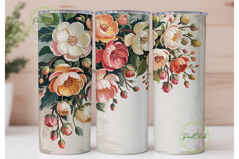 Vintage Floral 20oz Tumbler Wrap Sublimation PixelChick 