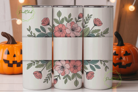 Vintage Floral 20oz Tumbler Wrap Sublimation PixelChick 