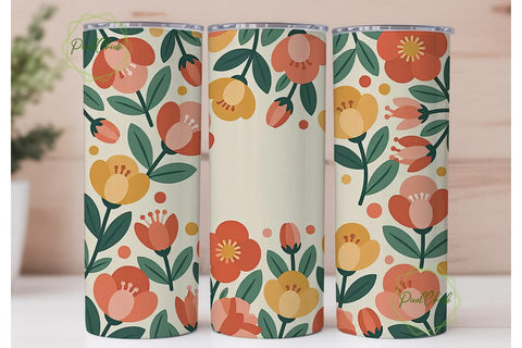 Vintage Floral 20oz Tumbler Wrap Sublimation PixelChick 
