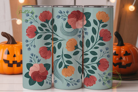 Vintage Floral 20oz Tumbler Wrap Sublimation PixelChick 