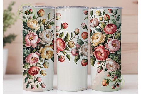 Vintage Floral 20oz Tumbler Wrap Sublimation PixelChick 