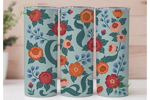 Vintage Floral 20oz Tumbler Wrap Sublimation PixelChick 