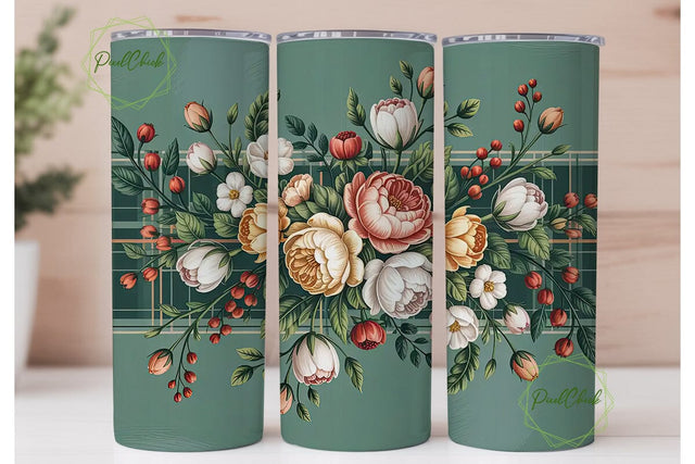 Vintage Floral 20oz Tumbler Wrap Sublimation PixelChick 