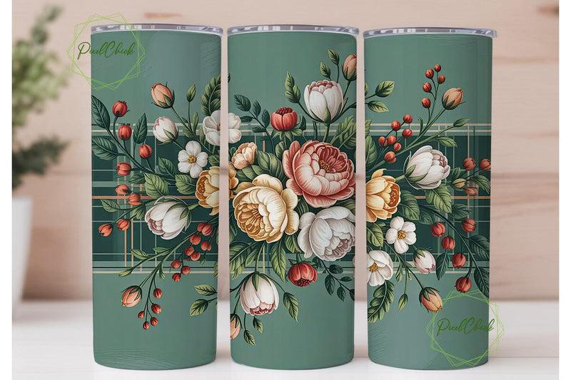 Vintage Floral 20oz Tumbler Wrap Sublimation PixelChick 