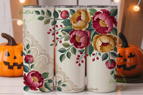 Vintage Floral 20oz Tumbler Wrap Sublimation PixelChick 