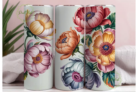 Vintage Floral 20oz Tumbler Wrap Sublimation PixelChick 
