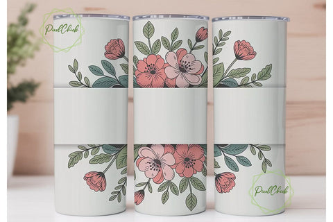 Vintage Floral 20oz Tumbler Wrap Sublimation PixelChick 