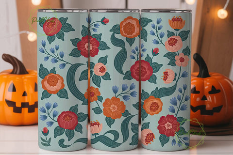 Vintage Floral 20oz Tumbler Wrap Sublimation PixelChick 