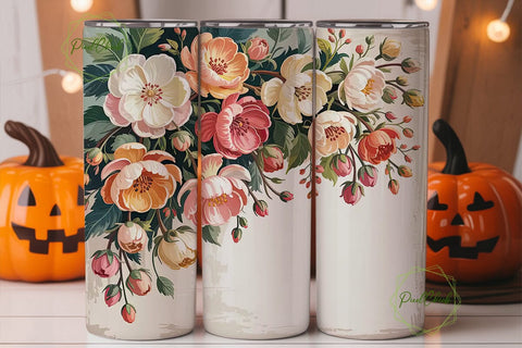 Vintage Floral 20oz Tumbler Wrap Sublimation PixelChick 