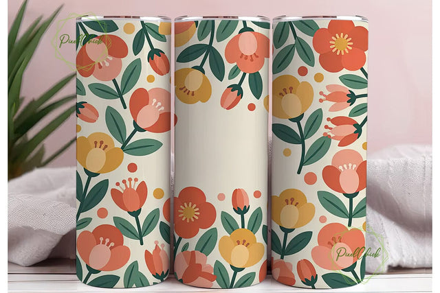Vintage Floral 20oz Tumbler Wrap Sublimation PixelChick 