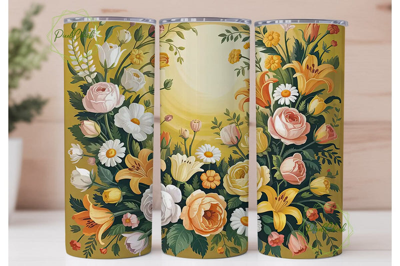 Vintage Floral 20oz Tumbler Wrap Sublimation PixelChick 