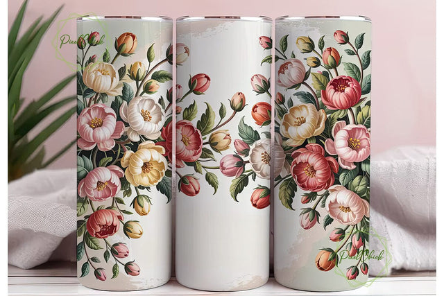 Vintage Floral 20oz Tumbler Wrap Sublimation PixelChick 