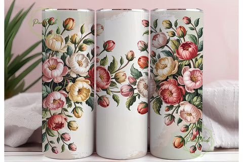 Vintage Floral 20oz Tumbler Wrap Sublimation PixelChick 