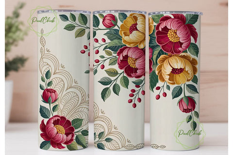 Vintage Floral 20oz Tumbler Wrap Sublimation PixelChick 