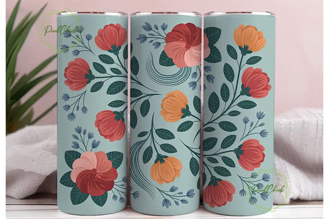 Vintage Floral 20oz Tumbler Wrap Sublimation PixelChick 