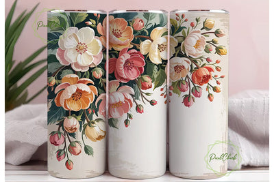Vintage Floral 20oz Tumbler Wrap Sublimation PixelChick 