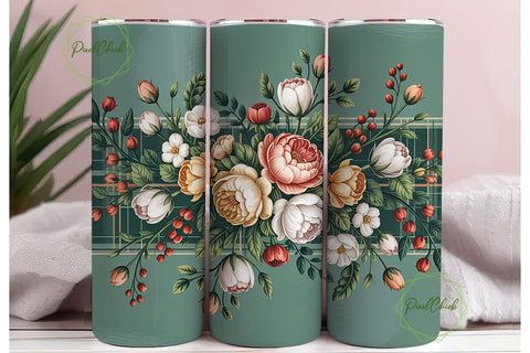 Vintage Floral 20oz Tumbler Wrap Sublimation PixelChick 