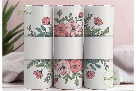 Vintage Floral 20oz Tumbler Wrap Sublimation PixelChick 