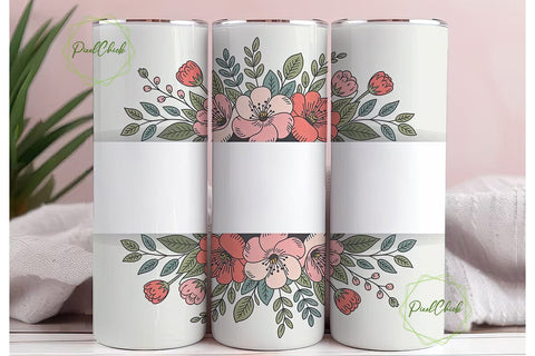 Vintage Floral 20oz Tumbler Wrap Sublimation PixelChick 