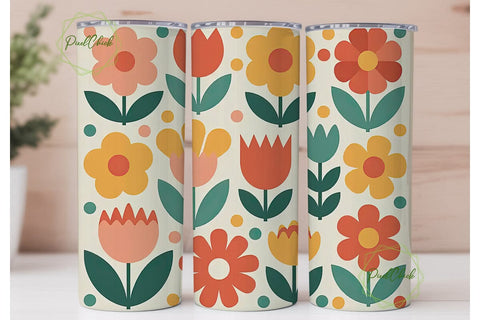 Vintage Floral 20oz Tumbler Wrap Sublimation PixelChick 