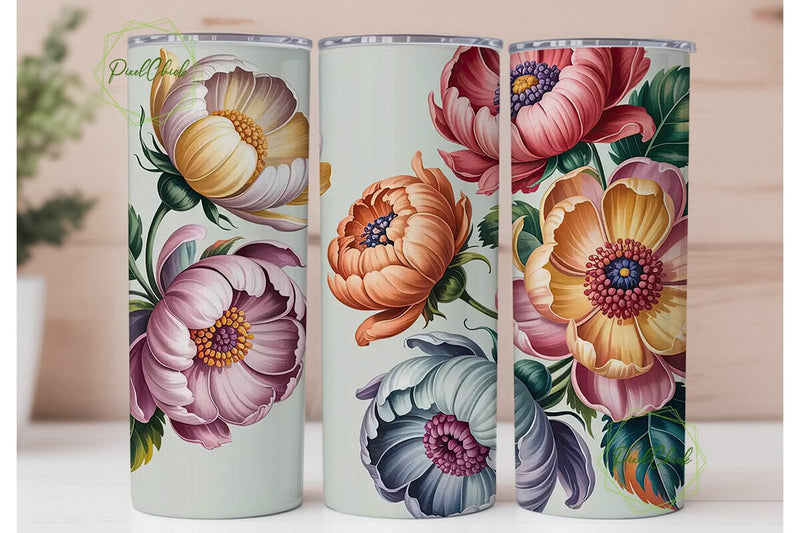 Vintage Floral 20oz Tumbler Wrap Sublimation PixelChick 
