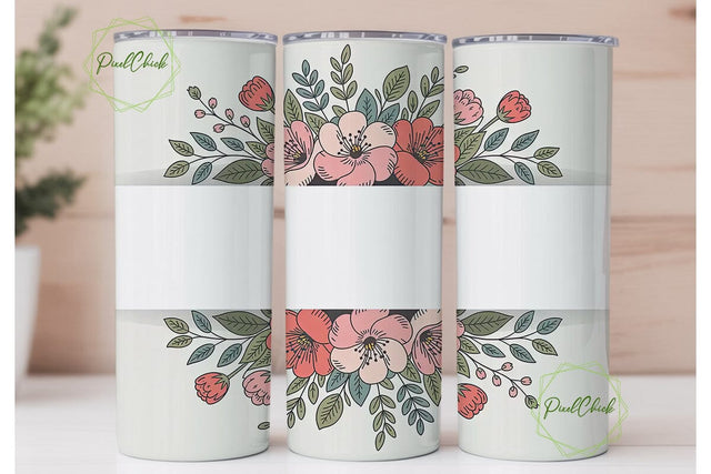 Vintage Floral 20oz Tumbler Wrap Sublimation PixelChick 