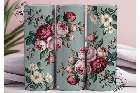 Vintage Floral 20oz Tumbler Wrap Sublimation sassyprint 