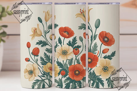 Vintage Floral 20oz Tumbler Wrap Sublimation sassyprint 