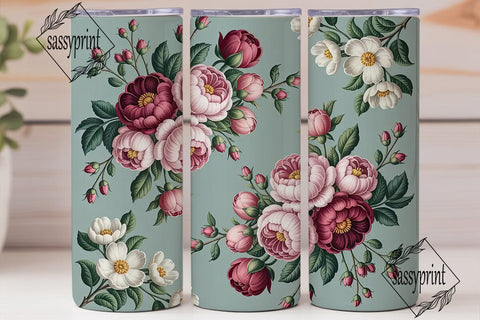 Vintage Floral 20oz Tumbler Wrap Sublimation sassyprint 