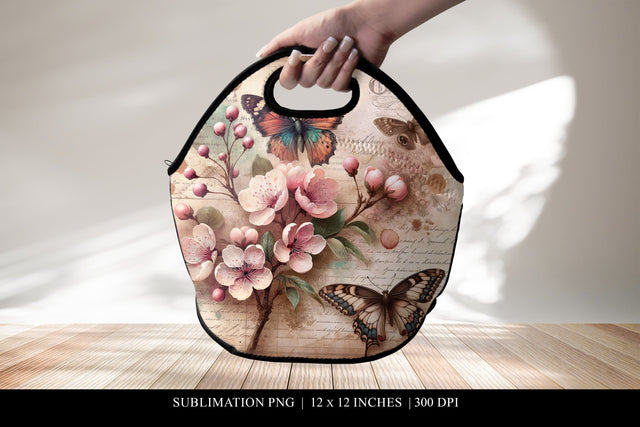 Vintage Floral and Butterfly Sublimation Design Sublimation BijouBay 
