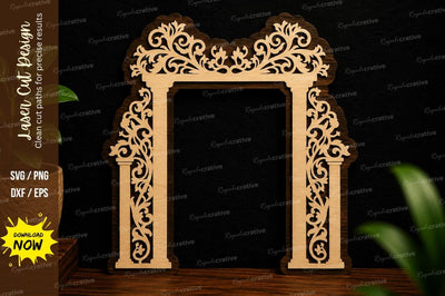 Vintage Floral Arch Laser Cut SVG Design SVG Regulrcrative 