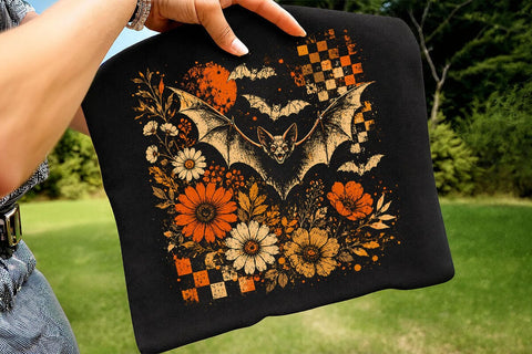 Vintage Floral Bat Halloween PNG Design SVG DesignDestine 
