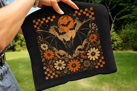 Vintage Floral Bat Halloween PNG Graphic SVG DesignDestine 
