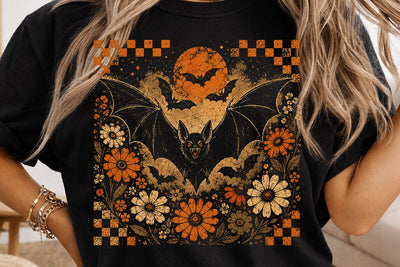 Vintage Floral Bat Halloween PNG Graphic SVG DesignDestine 