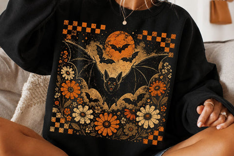 Vintage Floral Bat Halloween PNG Graphic SVG DesignDestine 