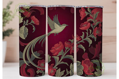Vintage Floral Bird 20oz Tumbler Wrap Sublimation PixelChick 