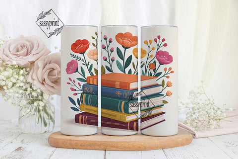 Vintage Floral Book Stack 20oz Tumbler Sublimation sassyprint 