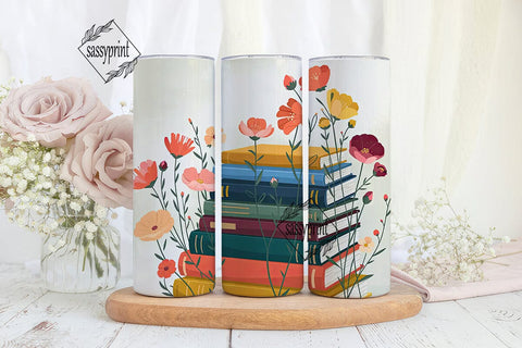 Vintage Floral Book Stack 20oz Tumbler Sublimation sassyprint 