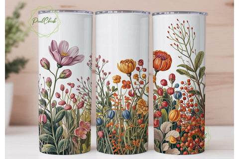 Vintage Floral Botanical 20oz Tumbler Sublimation PixelChick 