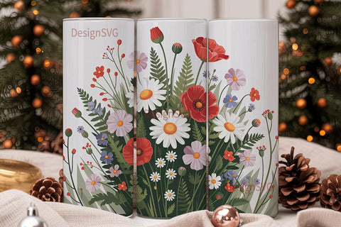 Vintage Floral Bouquet 20oz Tumbler Wrap Sublimation DesignSVG 
